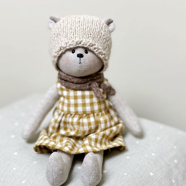 Clementine, a handmade cloth bear by Clayton Bears.