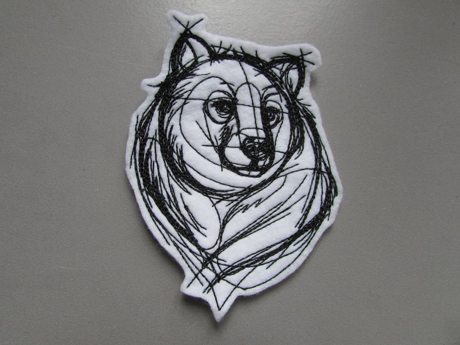 Sketchwork Bear Embroidered Sew on Applique Patch