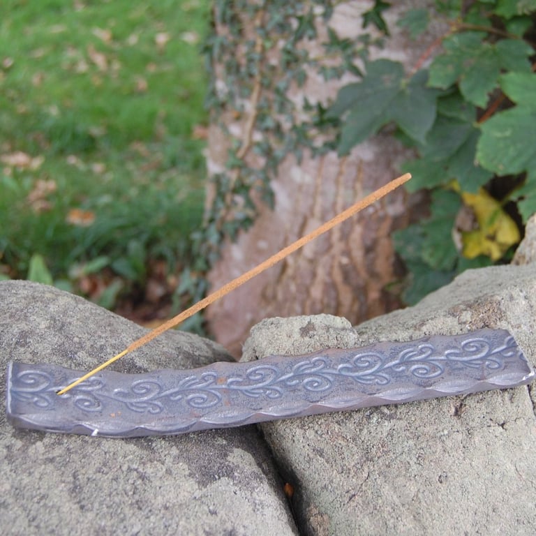 Hand Forged Steel Incense Holder - Celtic Vine Floral Incense Stick Holder
