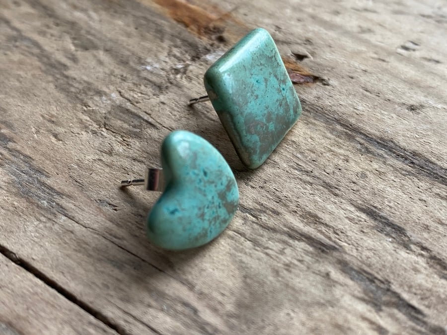 Handmade Ceramic & Silver Stud Earrings