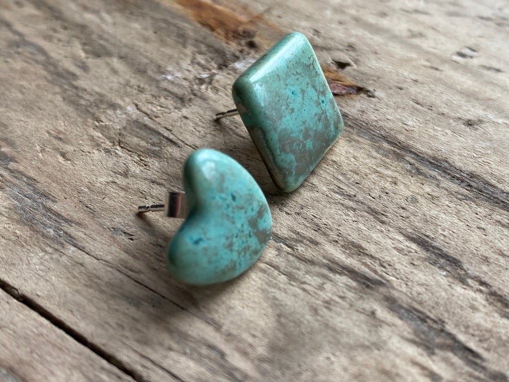 Handmade Ceramic & Silver Stud Earrings