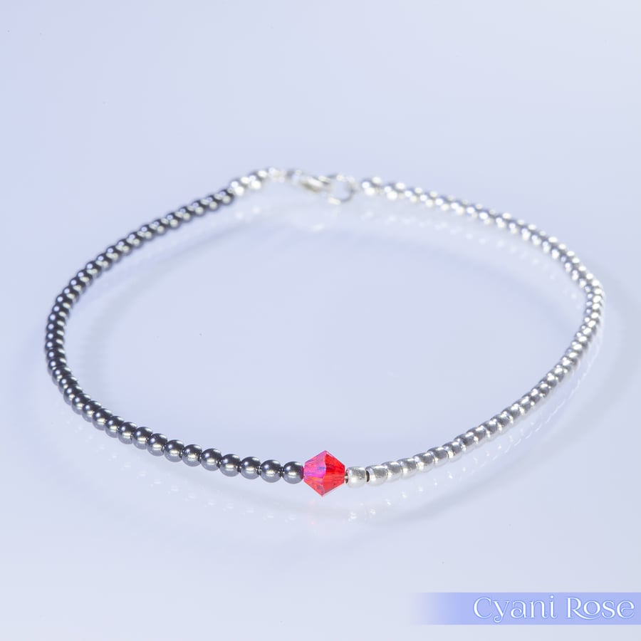 Bracelet dainty sterling silver and Swarovski glass pearl 