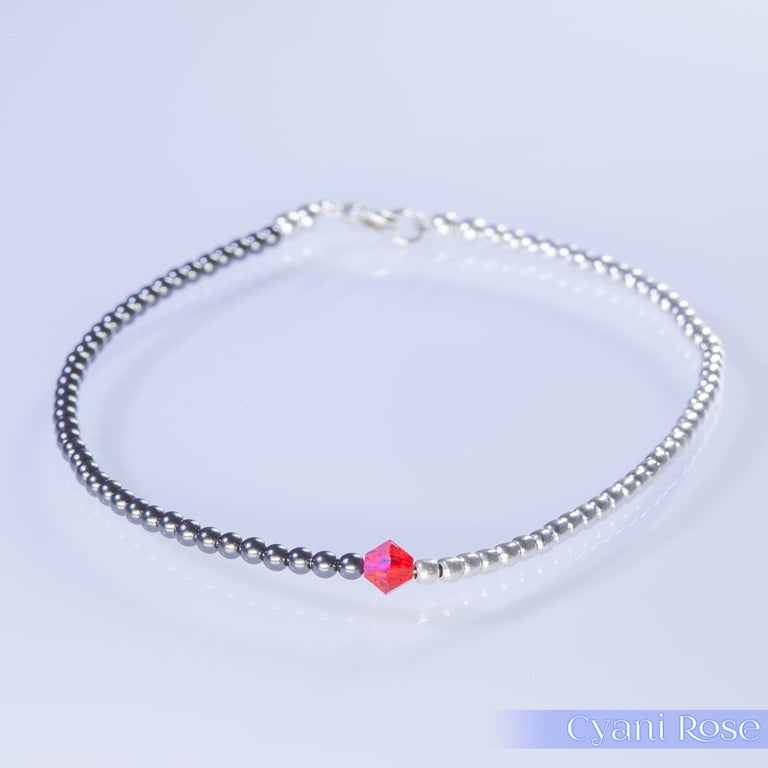 Bracelet dainty sterling silver and Swarovski glass pearl 