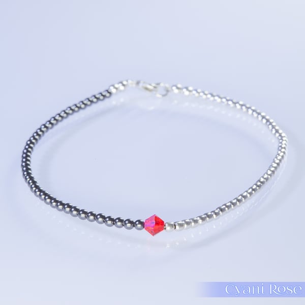 Bracelet dainty sterling silver and Swarovski glass pearl 