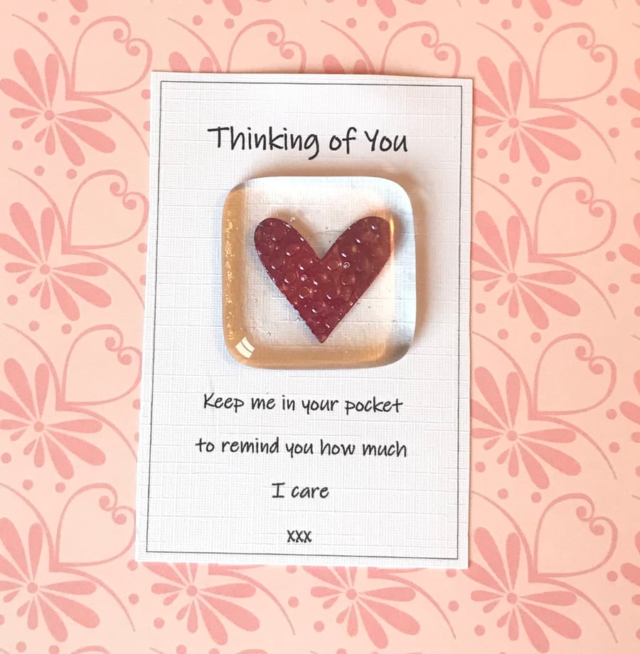 Fused Glass Pocket Heart Token 