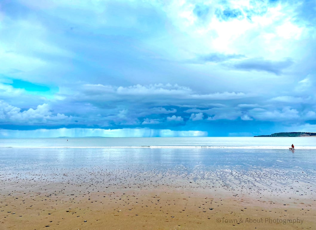 Stormy Blue Sky and Ocean, Tenby, Wales