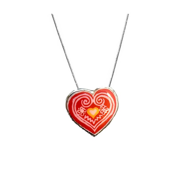 Whimsical Folk Style Heart necklace by EllyMental