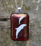 Red irid dolphin glass pendant, fused glass pendant, dolphin pendant,F35 - Image 4
