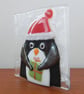 Handmade Fused Glass 'Christmas Penguin' T Light Holder - Image 6