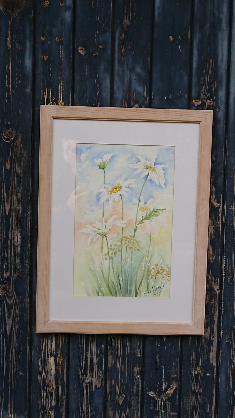 White Daisies with cow parsley in Norfolk watercolour painting