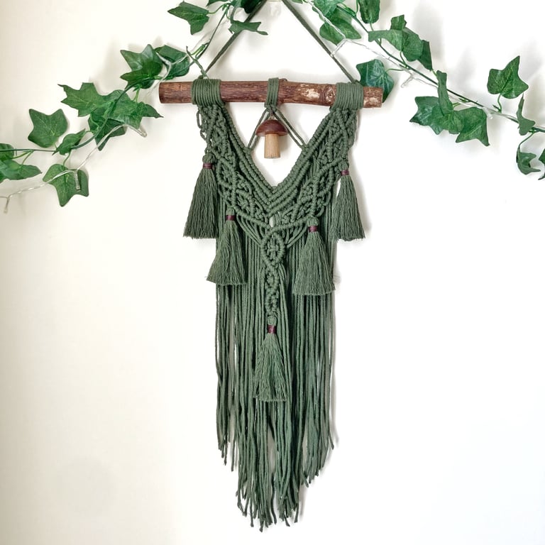 Forestcore Mushroom Macrame Wall hanging, includes Free UK delivery
