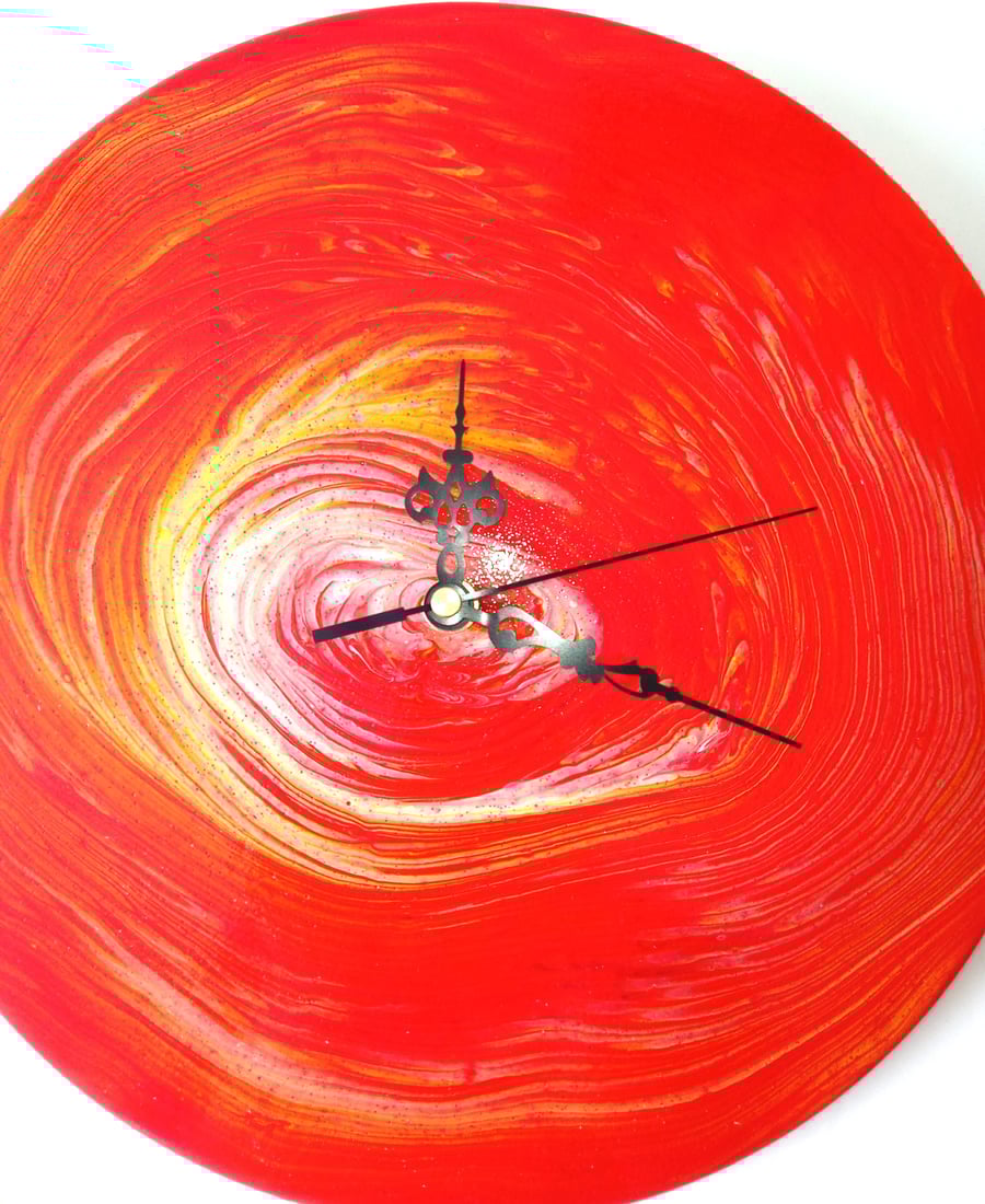 "Sunset Serenade" Unique Hand-painted Handcrafted Clock Abstract Wall Art 