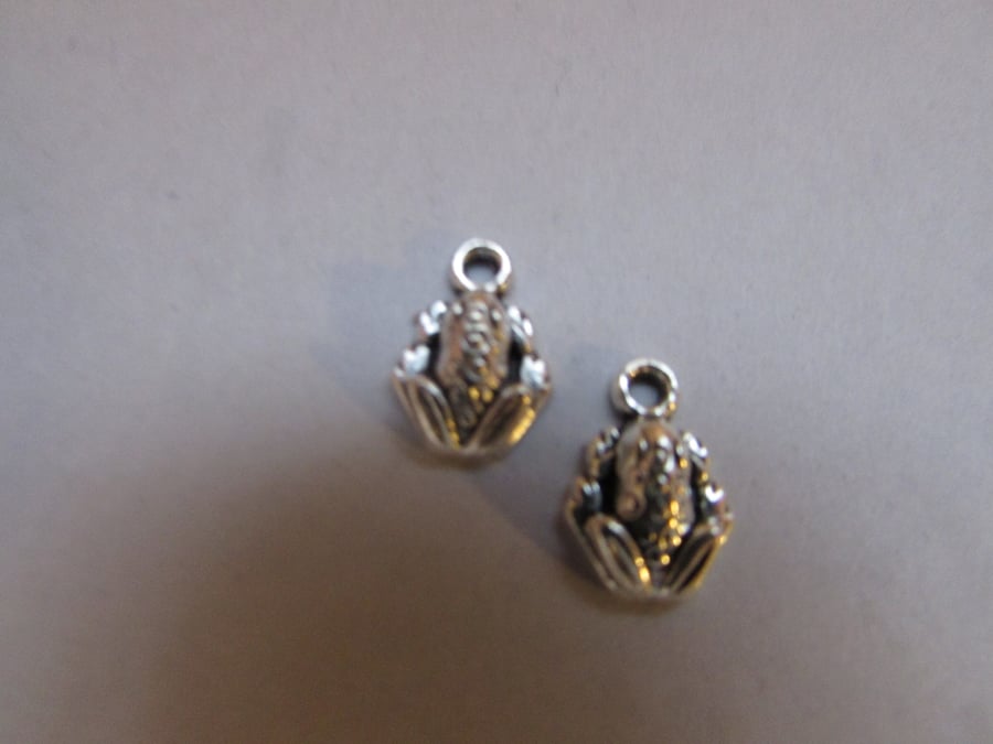 Silver Frog Tibetan Jewellery Charm x 2
