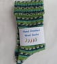 Hand-cranked Knitted Ribbed Wool Socks Size 4 to 5 Turnover Tops - Image 5