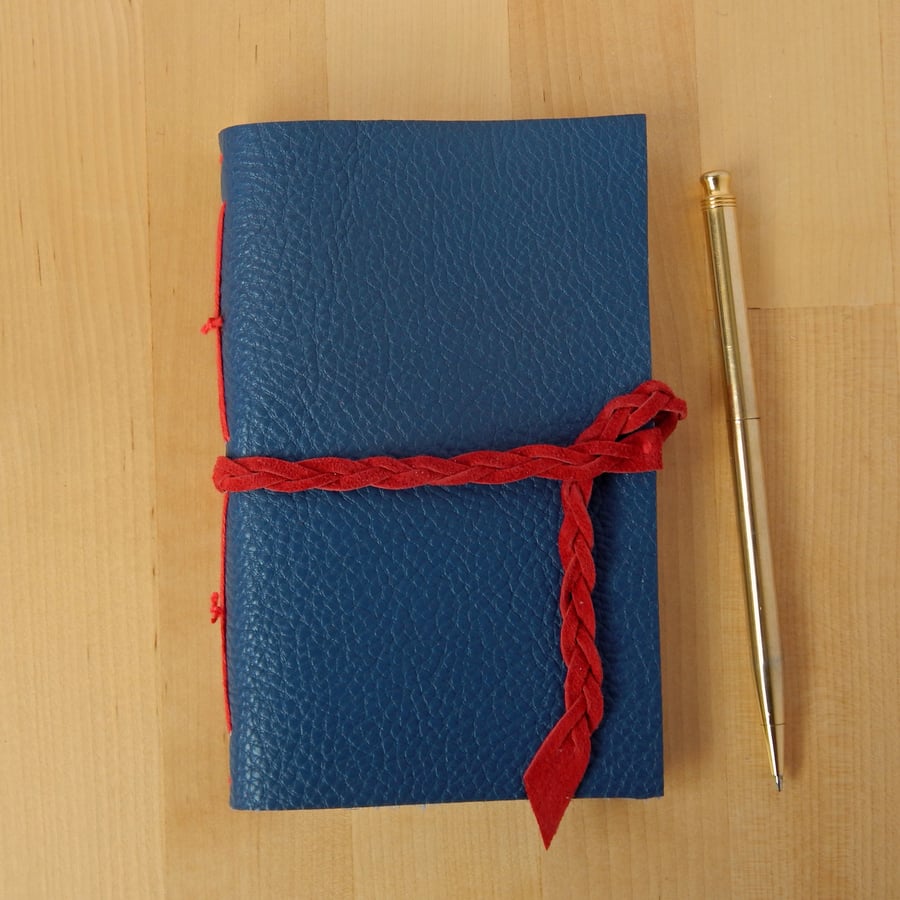 Blue Leather Journal, Dotted Pages. Journalling, Notebook. Gifts for Men 