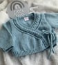 Hand Knitted Newborn Wrapover Cardigan (0-3 months) - Image 1