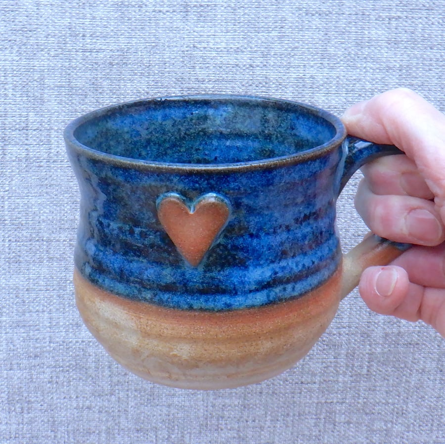 Coffee mug tea cup stoneware handthrown wheelthrown pottery heart