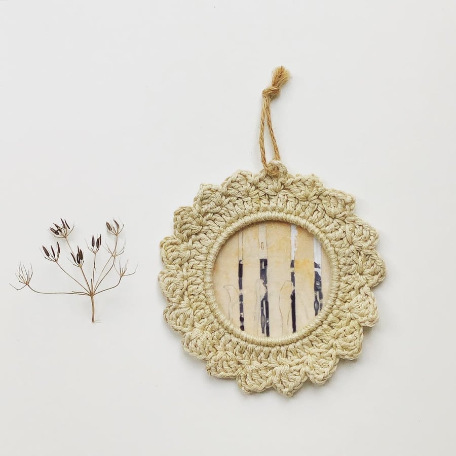 Crochet wreath, crochet hoop, wall hanging