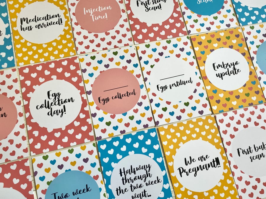 Hearts IVF Milestone Cards, IUI Milestone Cards, Solo Mum Ivf