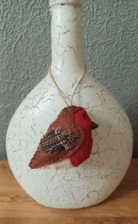 Handmade Felt Rustic Robin Hanging