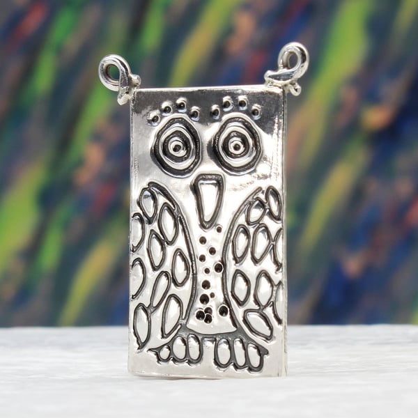 Owl brooch, sterling silver brooch, owl pin, bird brooch, animal brooch