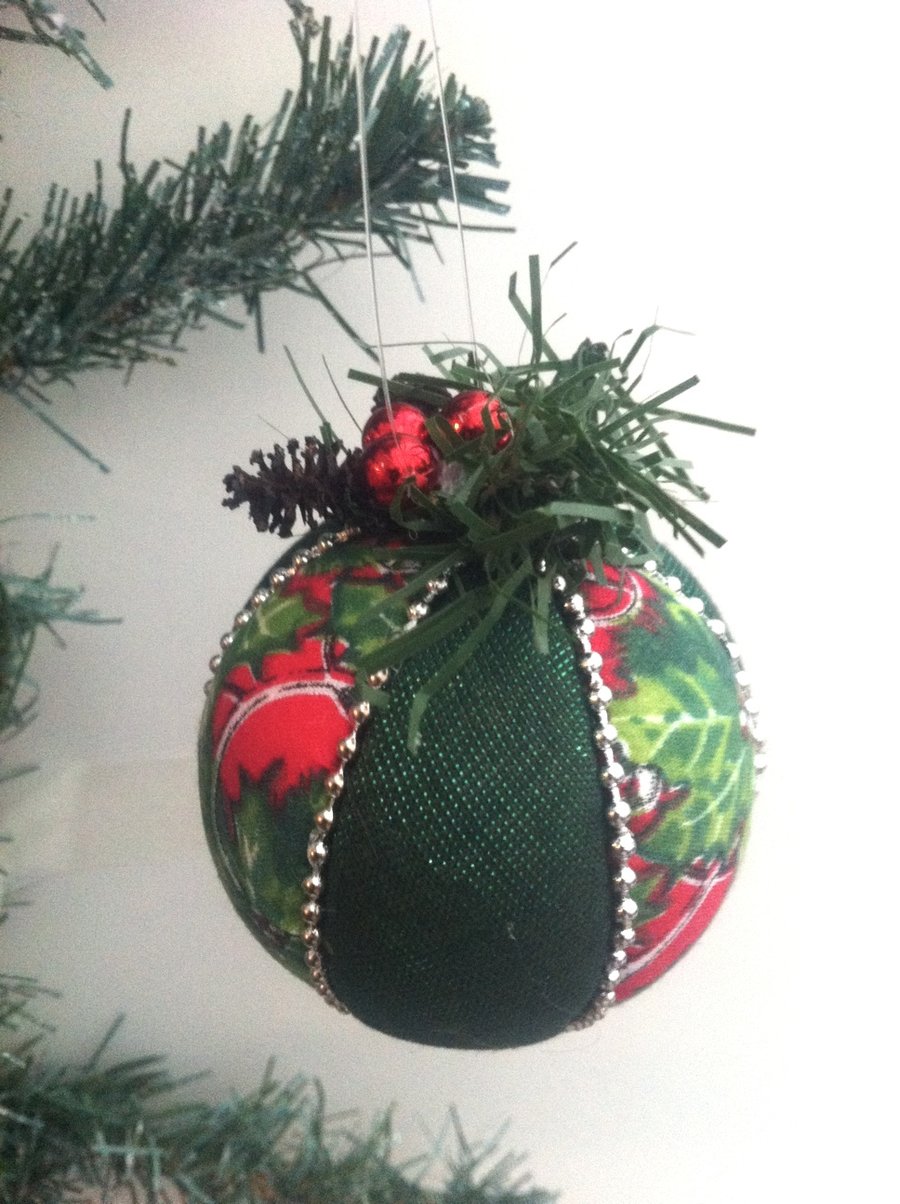 Fabric Covered Christmas Bauble