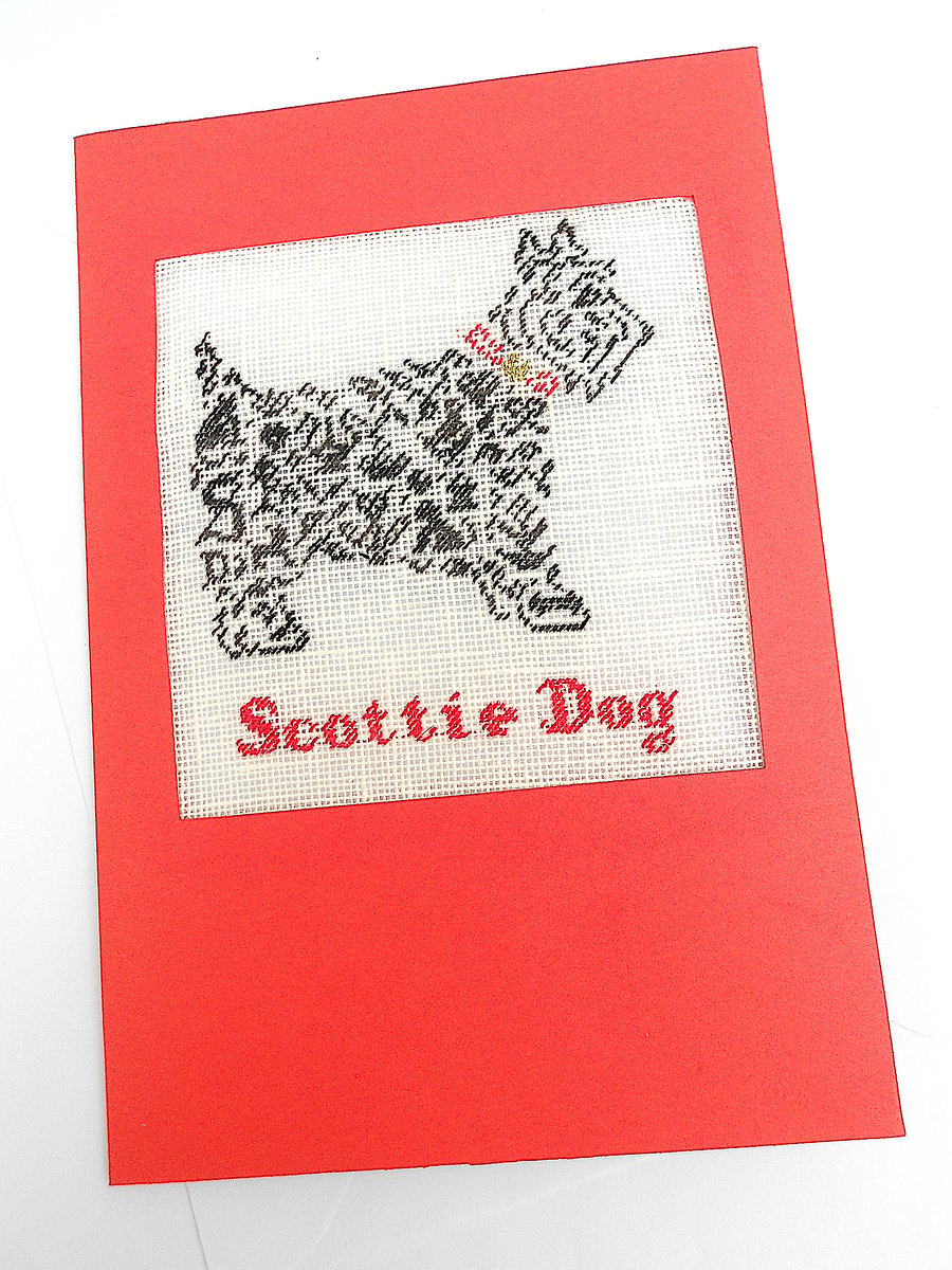 Scottie Dog Noël Petit Point Card