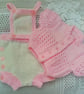 Baby's Romper and Cardigan Set, Hand Knitted Baby Outfit, Baby Shower Gift - Image 1