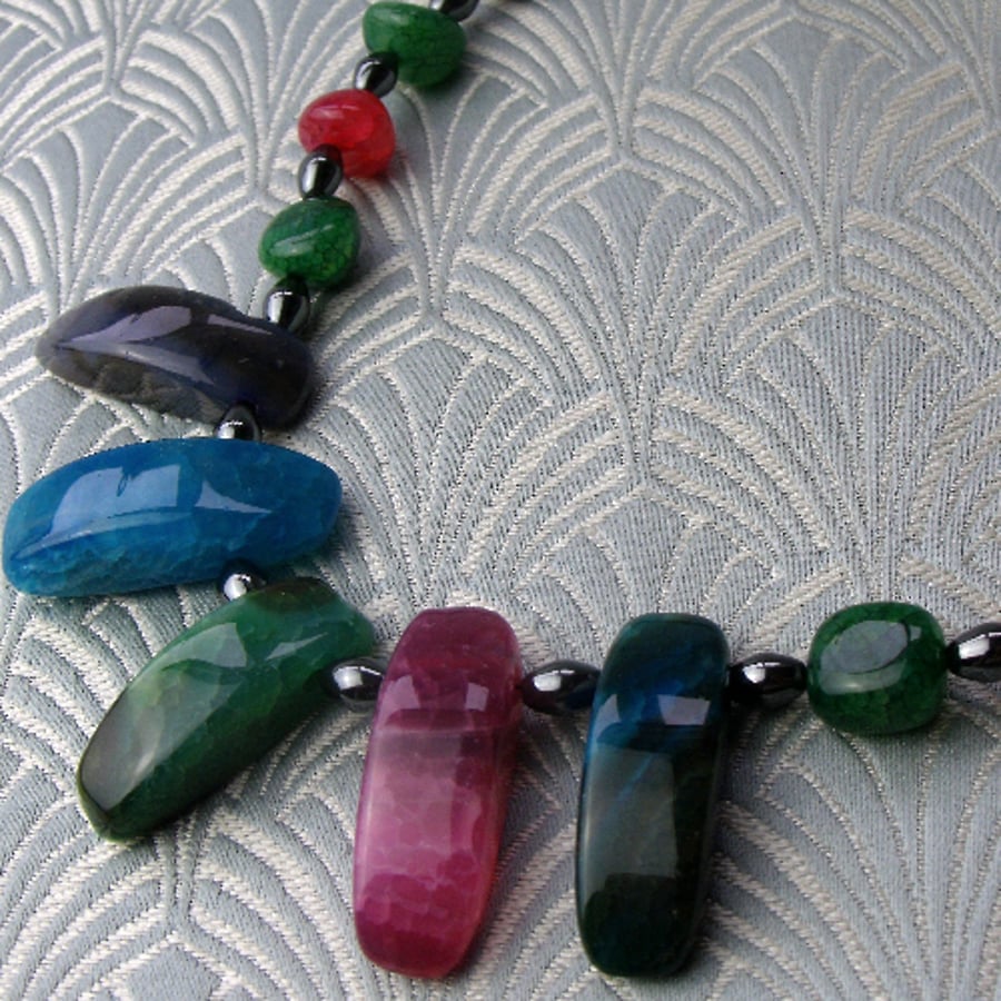 Chunky Necklace, Chunky Gemstone Necklace, Short Chunky Necklace BB91