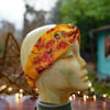 Golden yellow, floral design head wrap