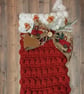 Hand-Crocheted Gingerbread Christmas Stocking: Rustic Farmhouse Holiday Décor