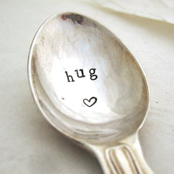 Hug spoon, hand stamped coffee spoon