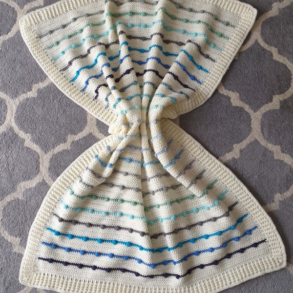 Bobble Lines Crochet Baby Blanket