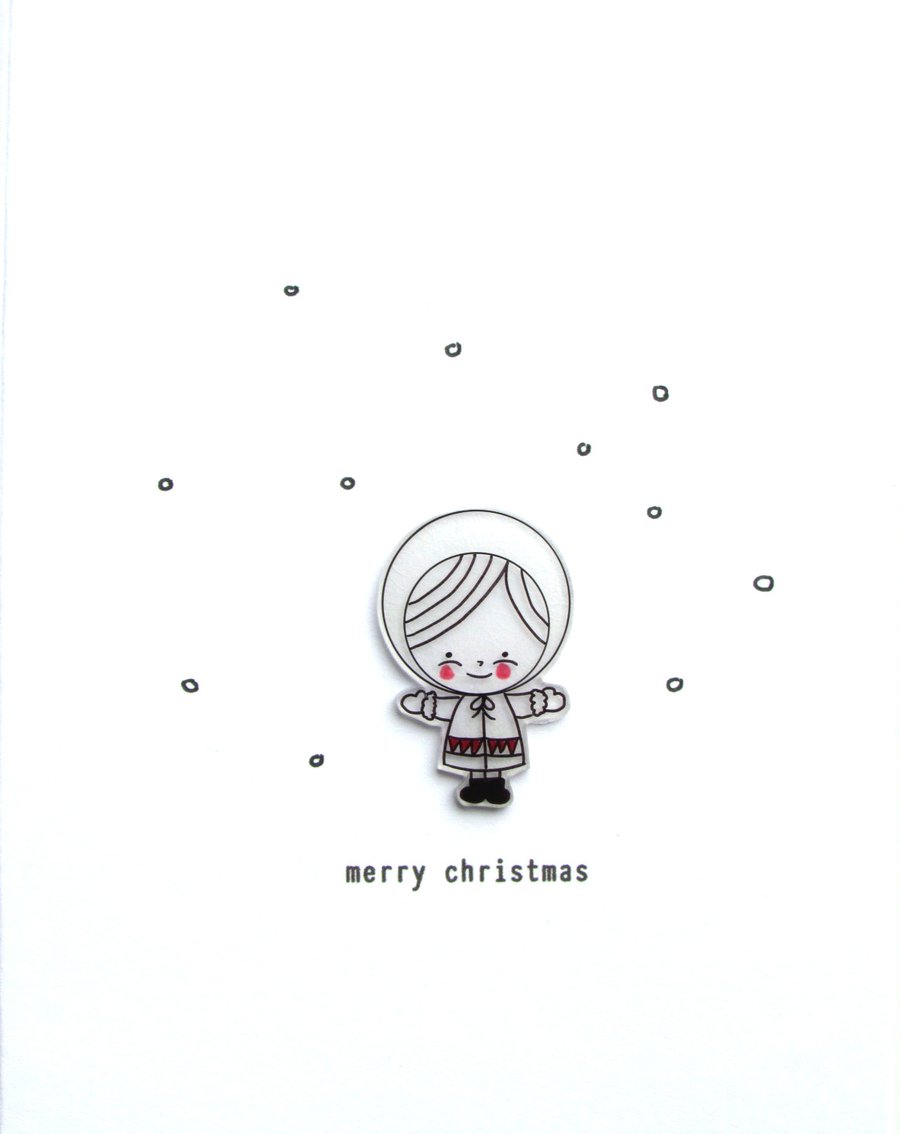 SALE -  christmas card - snow girl