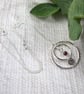 Circles Necklace. Recycled Sterling Silver Pebble with Carnation and Garnet - Image 2
