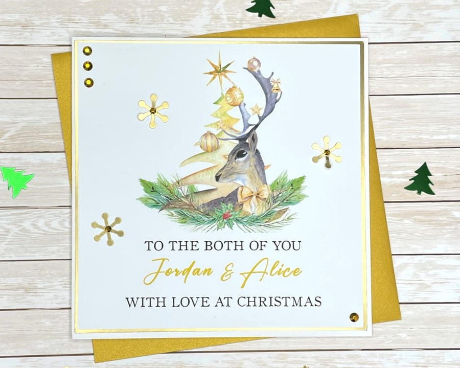 Christmas Card Personalised Deer - Special Couple, To the Both of You, Mum, Dad