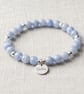 Blue Lace Agate Crystal Bracelet, Calming, Personalised Engraved Gift - Image 1