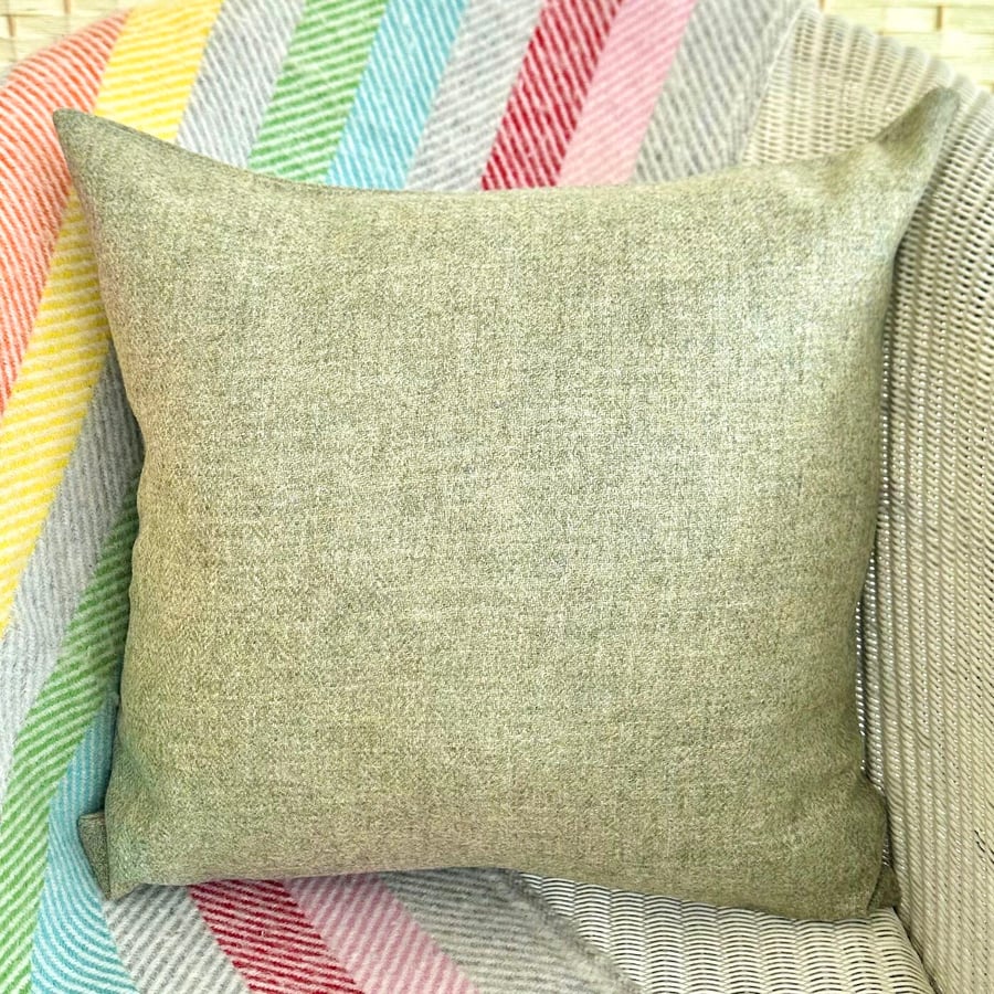 Tweed Scatter Cushion with Pad, Sage 46x46cm