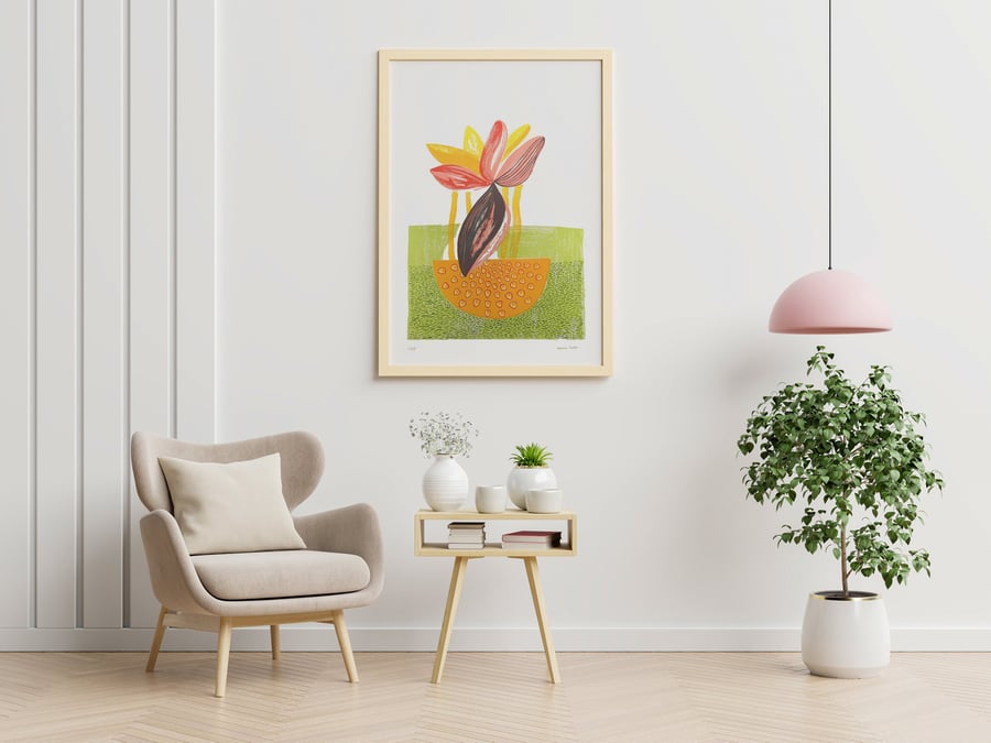 Four Leaf Succulent - A1 Four Colour Screen Print