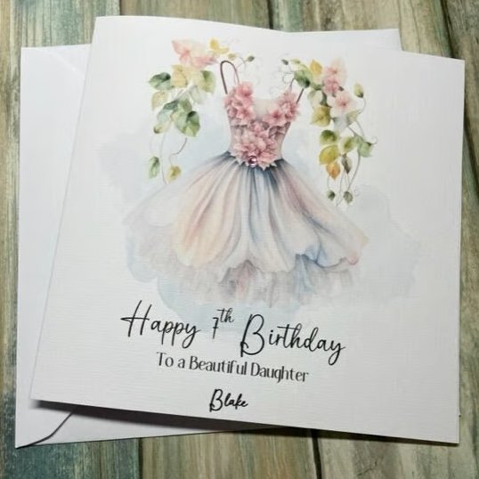Fairy Flower Dress Birthday Card For Girl Her Happy Birthday Daughter Niece etc