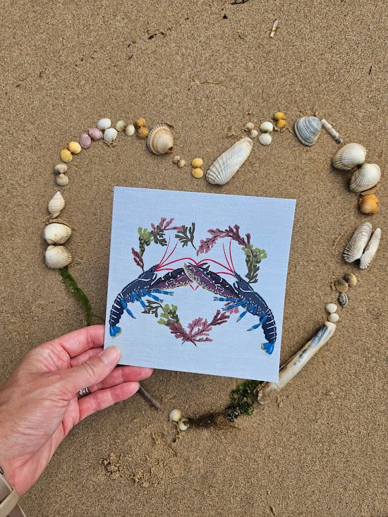 'Common Lobsters & Seaweed heart', Valentine's day, Love, Wedding, Anniversary