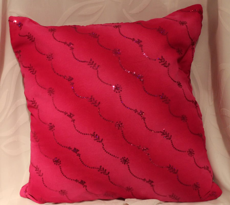 Pink Sequin Cushion