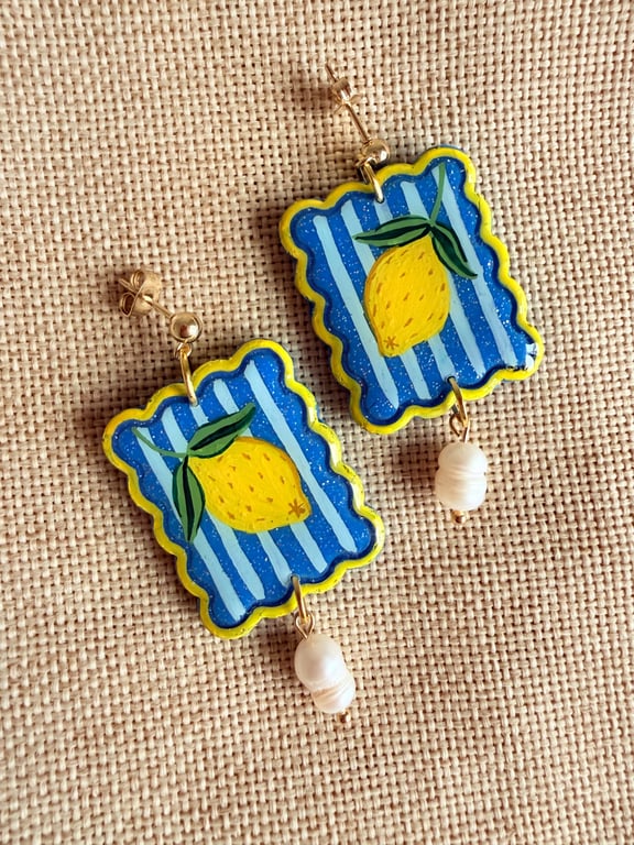 Amalfi Lemon Pearl Earrings - LIMITED EDITION