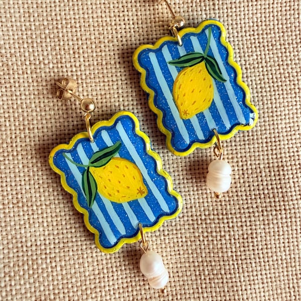 Amalfi Lemon Pearl Earrings - LIMITED EDITION