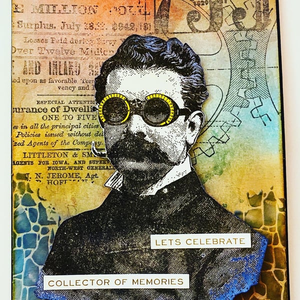 Birthday "Let's Celebrate and Collect Memories" Steampunk-Style Card 