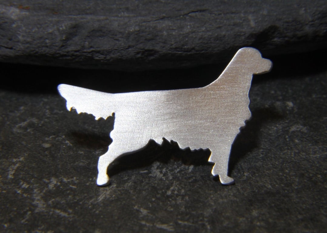 Golden Retriever Dog Silhouette Sterling Silver Lapel Pin Broach 