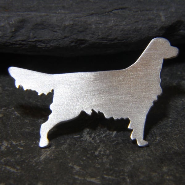 Golden Retriever Dog Silhouette Sterling Silver Lapel Pin Broach 
