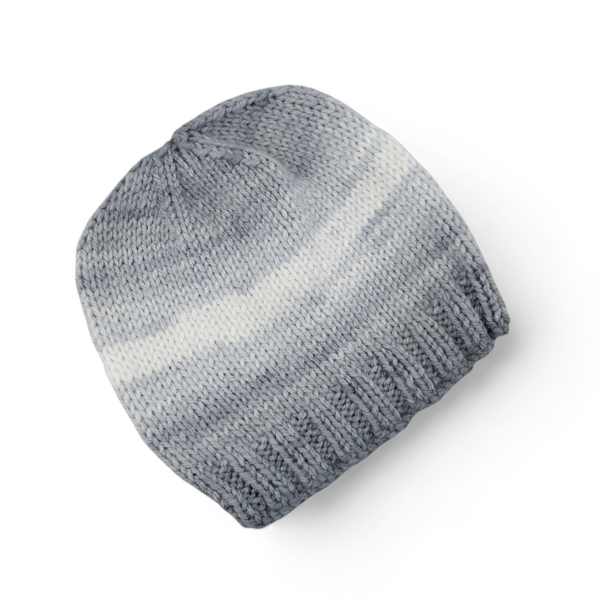Grey and White Ombre Baby Hat 0-3 Months, Hand Knitted Gender Neutral Beanie