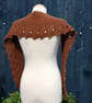 Hand knit natural coloured Alpaca scarf with beaded edging - Design S145 - Image 3
