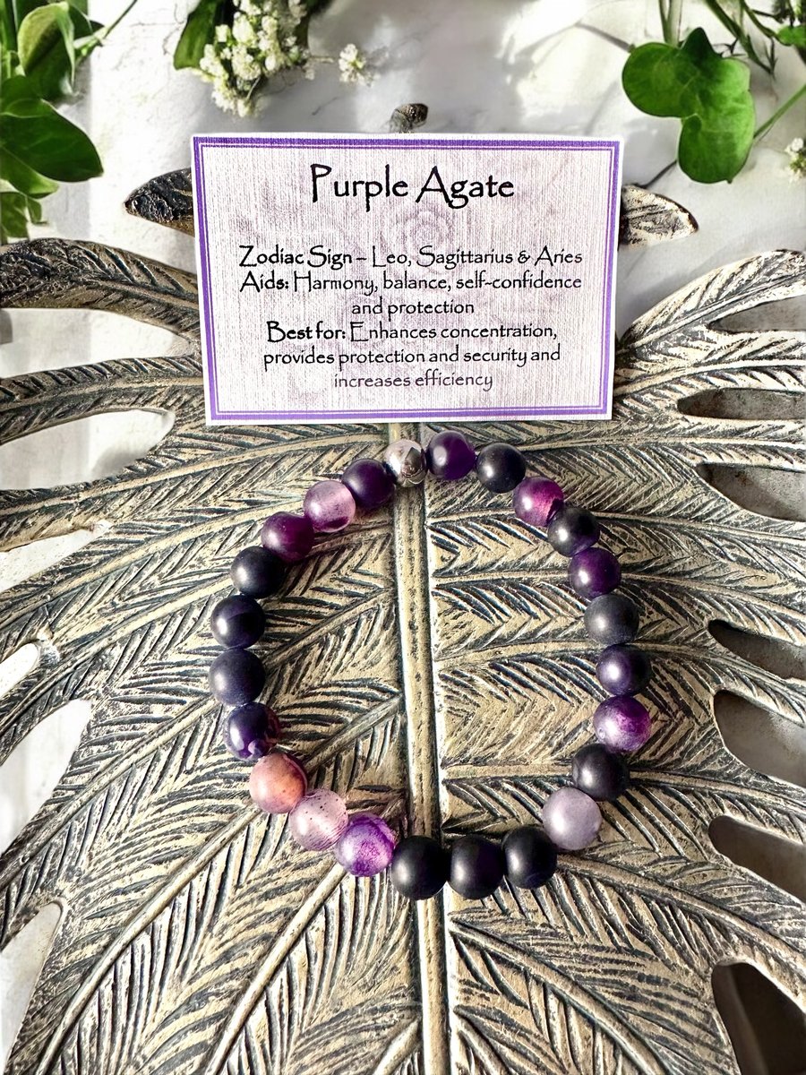 Purple Agate - Elasticated Bracelet 